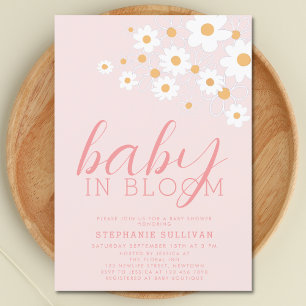 Baby i Bloom Rosa Daisy Baby Shower Inbjudningar
