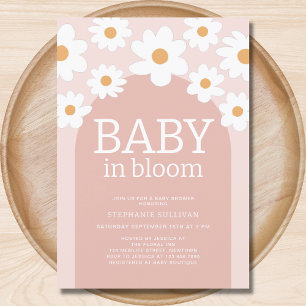 Baby i Bloom Rosa Daisy Baby Shower Inbjudningar