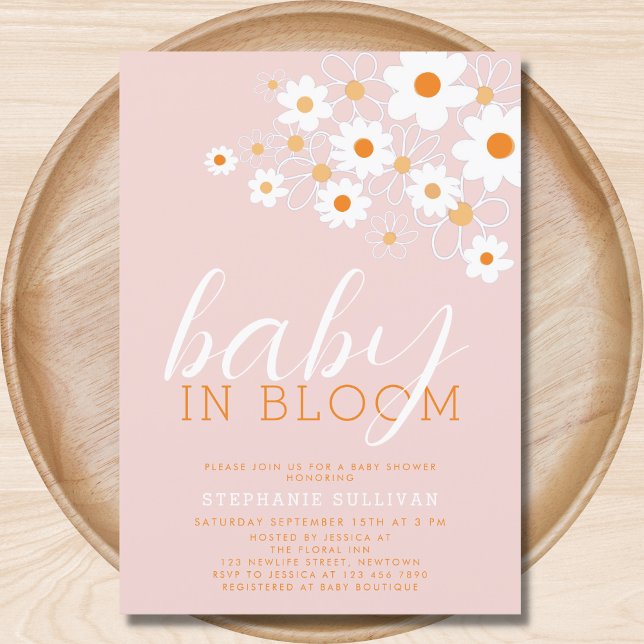 Baby i Bloom Rosa Daisy Baby Shower Inbjudningar (Skapare uppladdad)