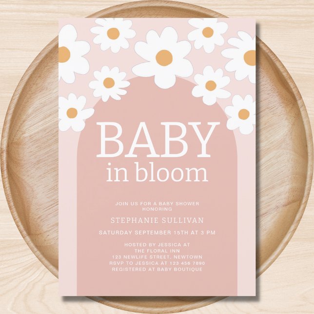 Baby i Bloom Rosa Daisy Baby Shower Inbjudningar (Skapare uppladdad)