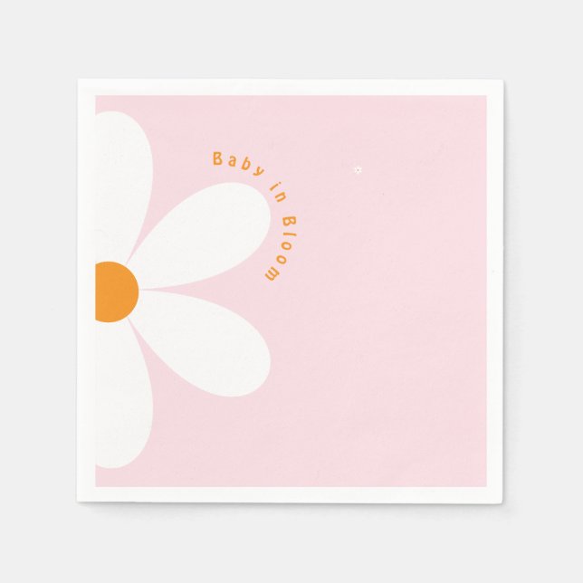 Baby i Bloom Rosa Daisy Baby Shower Pappersservett (Framsidan)