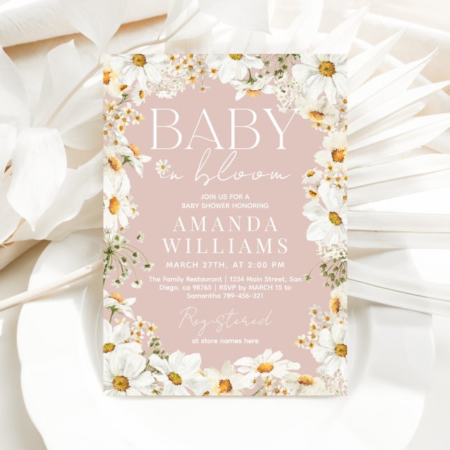 Baby i Bloom  Rosa Daisy Flicka Shower Inbjudningar (Skapare uppladdad)