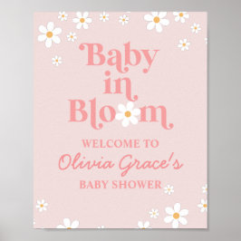 Baby i Bloom Rosa Daisy Shower Välkommen Poster
