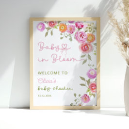 Baby i Bloom Rosa Girl Baby Shower Välkommen Poster