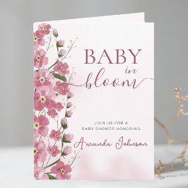 Baby i Bloom Rosa Girl Girl Blommigt Shower Inbjudan