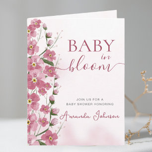 Baby i Bloom Rosa Girl Girl Blommigt Shower Inbjudan