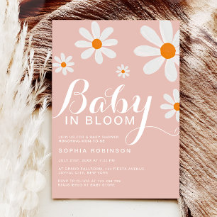 Baby i Bloom Rosa Girly Daisy Shower Inbjudningar