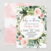Baby i Bloom Rosa Guld Greenery Baby Shower