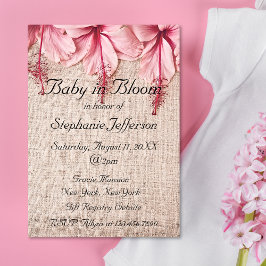 Baby i Bloom Rosa Linen Blommigts Baby Shower Inbjudningar