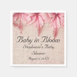 Baby i Bloom Rosa Linen Blommigts Baby Shower Pappersservett