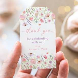 Baby i Bloom Rosa Pastel Wildblomma Baby Shower Presentetikett