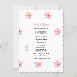 Baby i Bloom Rosa Petunia Blommigt Baby Shower Gir Inbjudningar