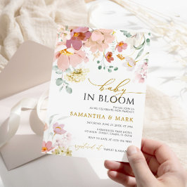Baby i Bloom Rosa & Red Wildblommor Shower Inbjudningar