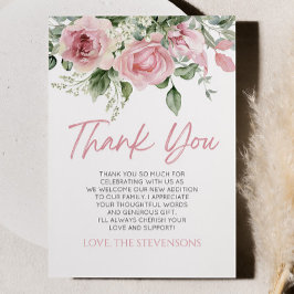 Baby i Bloom Rosa ros Blommigt Baby Shower Tack Kort