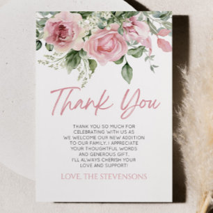 Baby i Bloom Rosa ros Blommigt Baby Shower Tack Kort