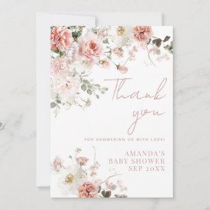 Baby i Bloom Rosa ros Blommigt Girl Baby Shower Tack Kort