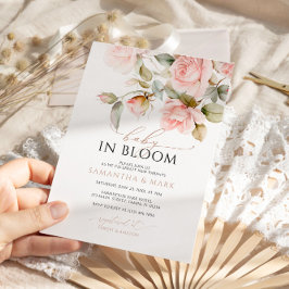 Baby i Bloom Rosa ros & Greenery Baby Shower Inbjudningar
