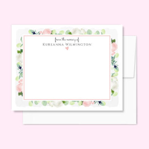 Baby i Bloom  Rosa ros Nyfödd bebis Girl Tack Kort