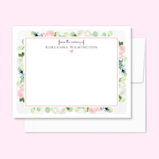 Baby i Bloom Rosa ros Nyfödd bebis Girl Tack Kort