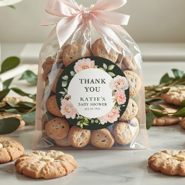Baby i Bloom Rosa Watercolor Blommigt Baby Shower Runt Klistermärke