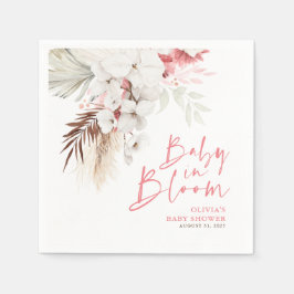 Baby i Bloom Rosa White Blommigt Baby Shower Pappersservett