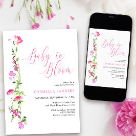 Baby i Bloom Rosa WildblomBaby Shower Inbjudningar