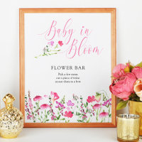 Baby i Bloom Rosa Wildblomma Flower Pub Poster
