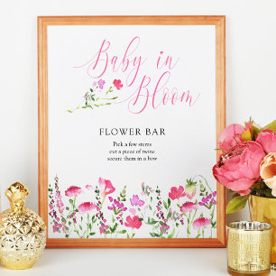 Baby i Bloom Rosa Wildblomma Flower Pub Poster