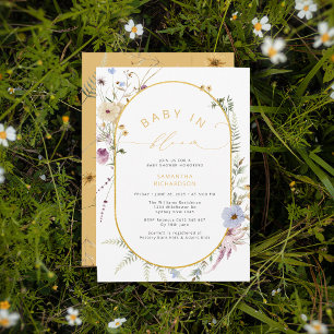 Baby i Bloom Rustic Wildblomme Baby Shower Inbjudningar