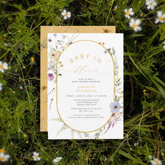 Baby i Bloom Rustic Wildblomme Baby Shower Inbjudningar (Skapare uppladdad)