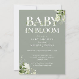Baby i Bloom Sage Grey allt i en babyskabb Inbjudningar