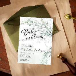 Baby i Bloom Sage Grönt Baby Shower Inbjudningar