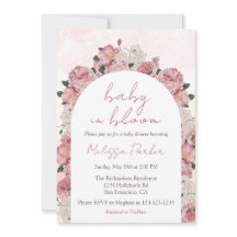 Baby i Bloom Script Rosa Blommigt Baby Shower