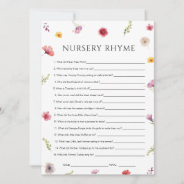 Baby i Bloom Shower Nursery Rhyme Game Card Inbjudningar