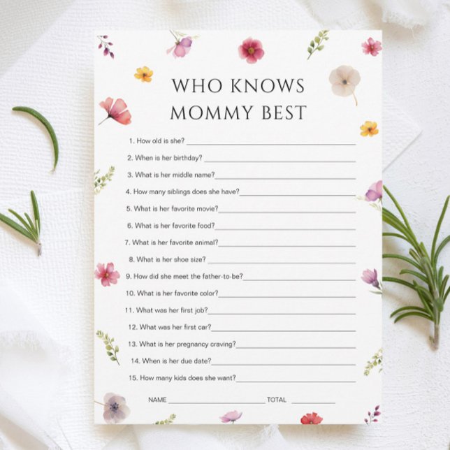 Baby i Bloom Shower som känner till Mamma Game Car Inbjudningar (Skapare uppladdad)