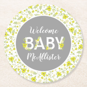 Baby i Bloom Shower Underlägg Papper Rund