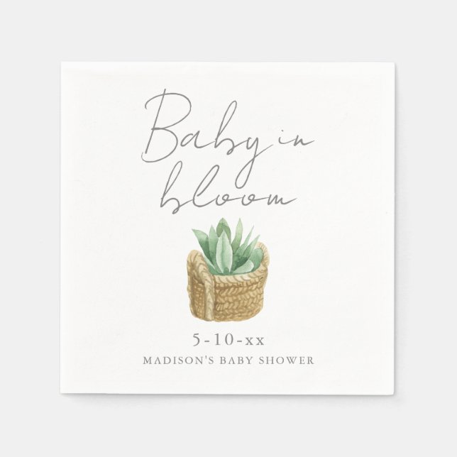 Baby i Bloom Simple Succule Baby Shower Pappersservett (Framsidan)