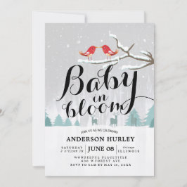 Baby i Bloom Snö Scene med moderna vinter-babyskor Inbjudningar