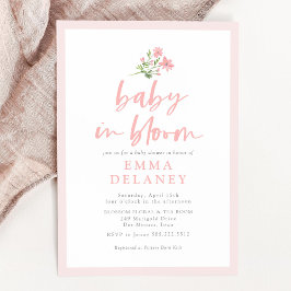 Baby i Bloom Soft Rosa Baby Shower Inbjudningar