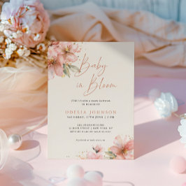 Baby i Bloom Soft Rosa Blommigt Baby Shower Inbjudningar