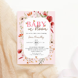 Baby i Bloom Soft-Rosa Wildblomma Baby Shower Inbjudningar