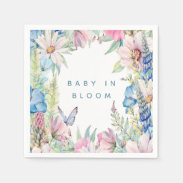 Baby i Bloom Soft Wildblommes Neutralt Baby Shower Pappersservett