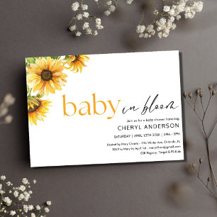 Baby i Bloom Solblomma Baby Shower Party Inbjudningar