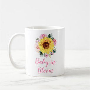 Baby i Bloom Solros Rosa Blommigt Coffee Mugg