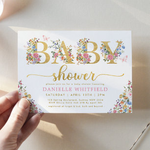 Baby i Bloom Söt Wildblomme Garden Shower Invi Inbjudningar