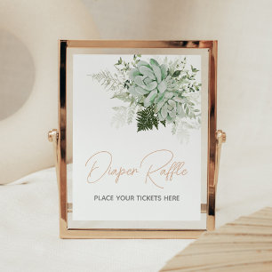 Baby i Bloom Succulare Baby Shower Diaper Raffle Poster