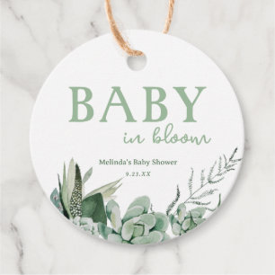 Baby i Bloom Succulent Gåvor Etiketter