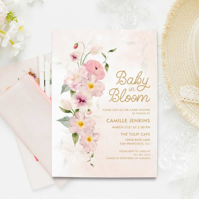Baby i Bloom Summer Blommigt Baby Shower-inbjudan Inbjudningar (Skapare uppladdad)