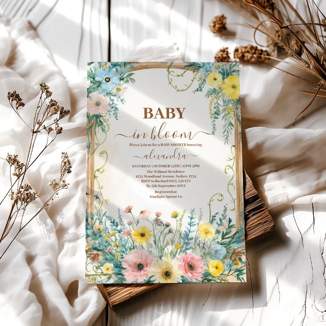 Baby i Bloom  & Teal Vår Blommigt Shower Inbjudningar (Skapare uppladdad)