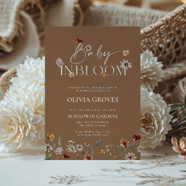Baby i Bloom Terracotta Wildblomme Baby Shower Inbjudningar